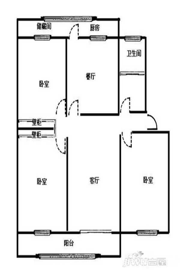 世贸中心3室2厅1卫120㎡户型图